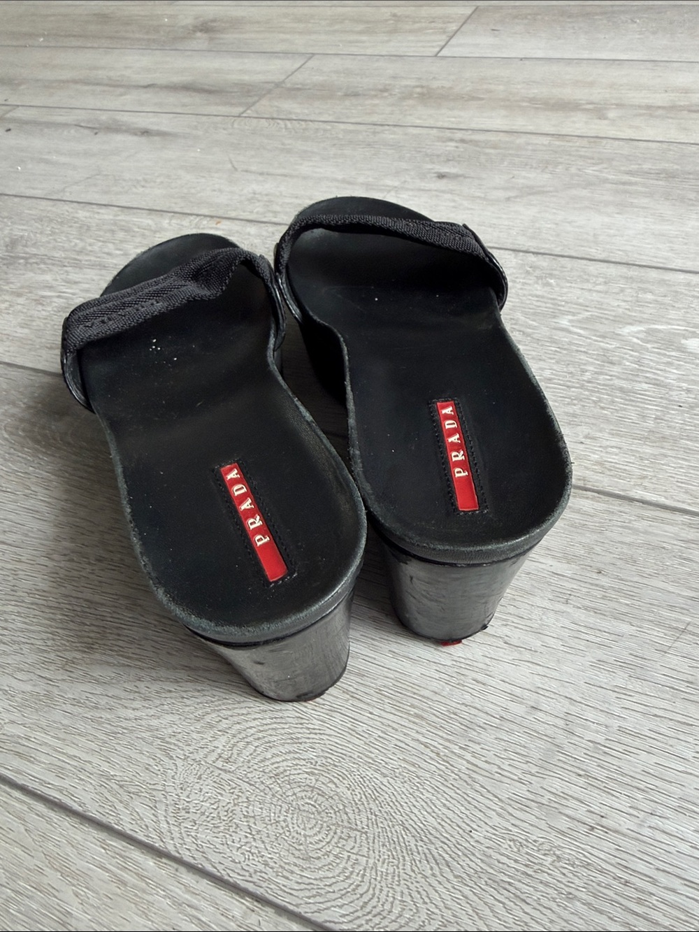 Prada Y2K Black Slide Wedge Mules size women’s 9 - Picture 9 of 11